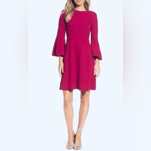 ELIZA J Pink Short Dress Bell Sleeve Mini Fit Flare Crew Scoop Neck Wedding‎ 4